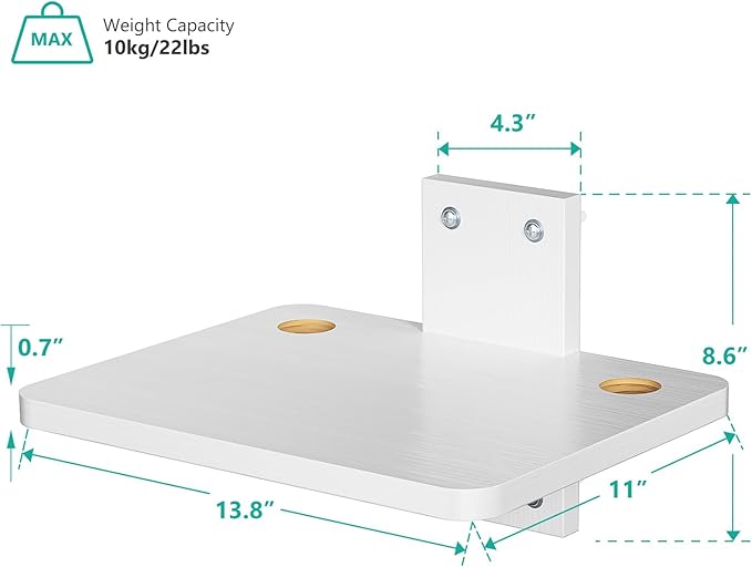 WALI Floating TV Shelves for Wall, Projector Shelf Holds Up to 22lbs, Wooden - Image 3