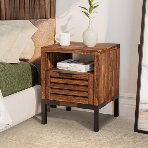 Bme Millie Solid Acacia Wood Rustic Nightstand - Image 5
