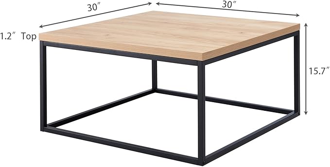 CENSI 30"x30" Natural Oak Accent Coffee Table Ottoman - Image 2