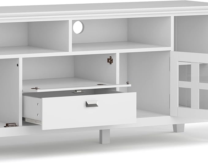 SIMPLIHOME Artisan SOLID WOOD 72 Inch Wide Contemporary TV Media Stand in White - Image 7