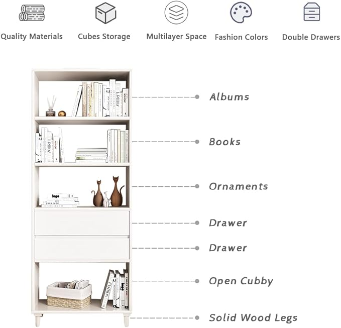 IOTXY White Mid-Century Bookcase - Image 3