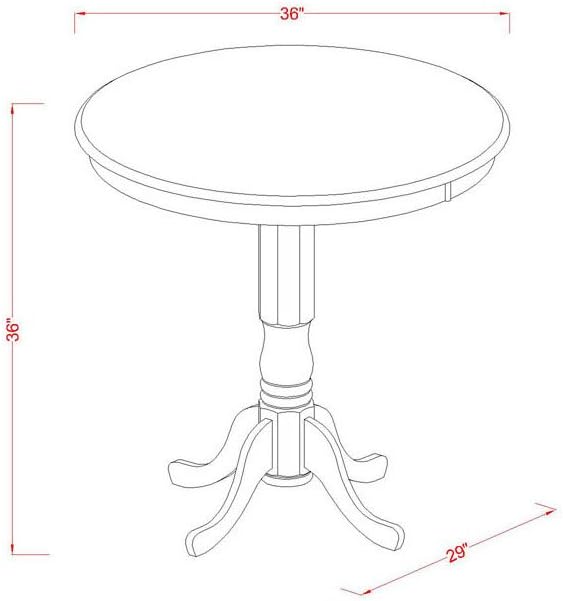 East West Furniture JACF5-OAK-C 5 Piece Counter Height Pub Set Includes a Round - Image 5