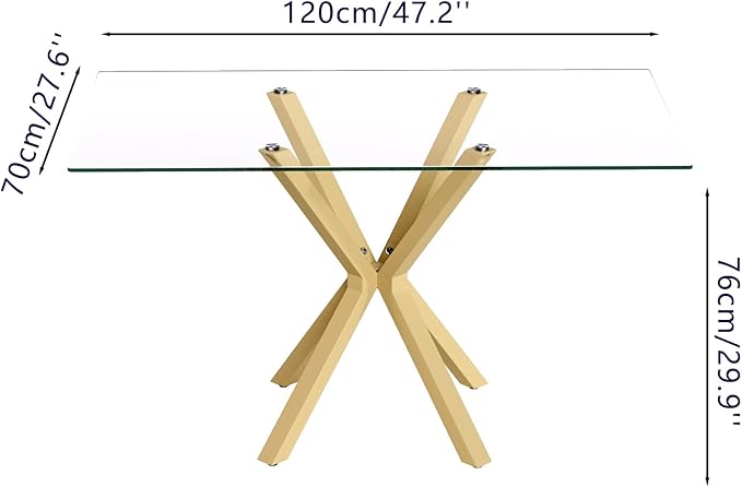 Tempered Glass Dining Table for 4, 48 Inch Rectangular Kitchen Table - Image 2