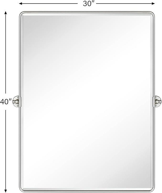 TEHOME 30x40'' Brushed Nickel Pivot Bathroom Mirror Tilt Vanity Mirror 40x30'' - Image 6