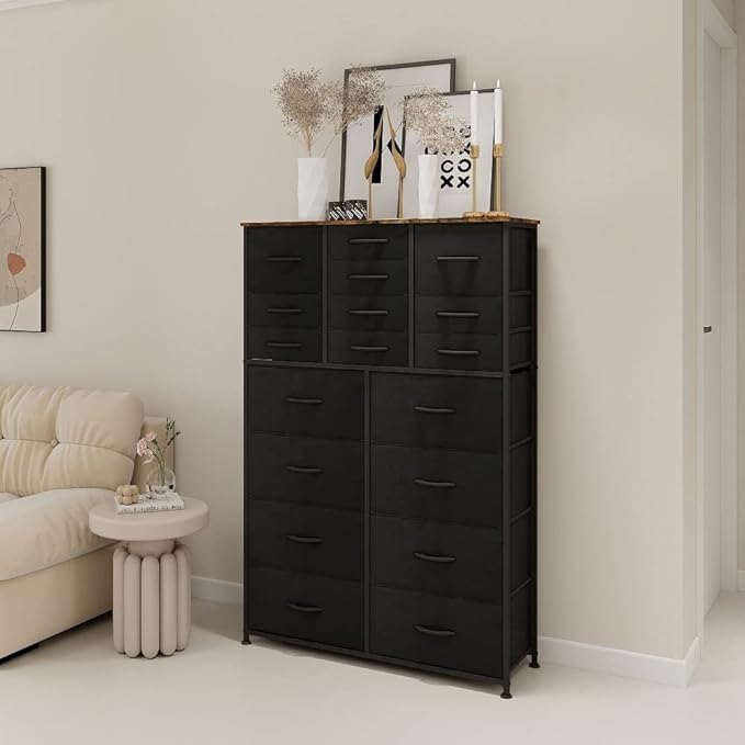 Dresser for Bedroom with 18 Drawers, Tall Fabric Storage Dresser, Chest of - Image 4