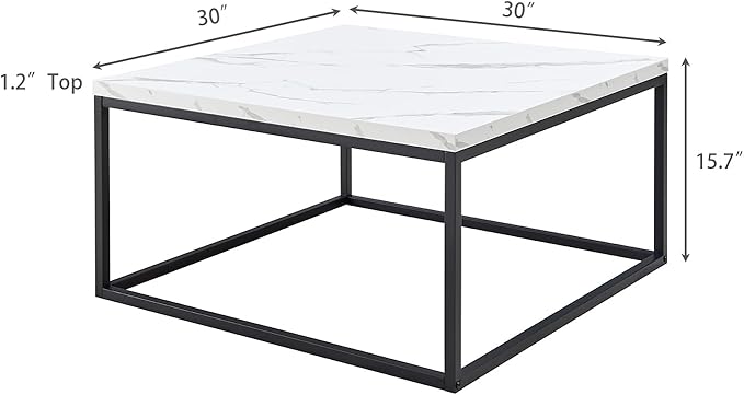 CENSI 30"x30" Marble Accent Coffee Table Ottoman - Image 2