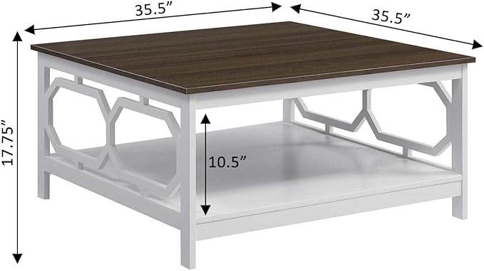 Convenience Concepts Omega Square 36" Coffee Table, Driftwood Top / White Frame - Image 3