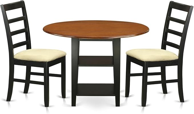 East West Furniture SUPF3-BCH-C 3 Piece Dining Room Table Set Contains a Round by EastWestFurniture