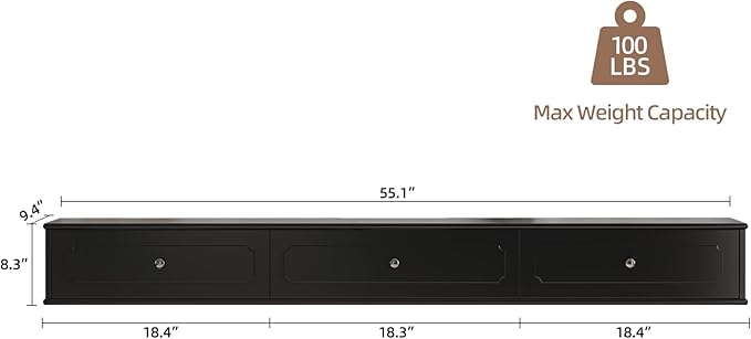 Retro Floating TV Console with 3 Doors, Wall Mounted TV Cabinet, Contemporary - Image 6
