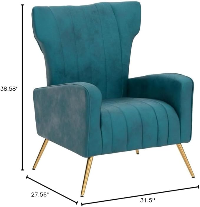 Container Furniture Direct Modern Velvet Accent Chair, Channel Tufted Bedroom - Image 2