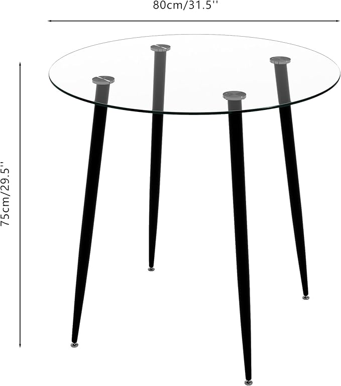 Tempered Glass Dining Table 32 Inch Round Kitchen Table - Image 2