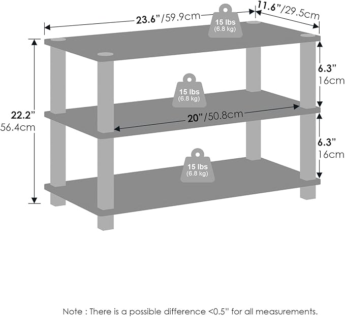 Furinno Turn-S-Tube 3-Tier Multipurpose Stackable Standing Shelves, Amber - Image 3
