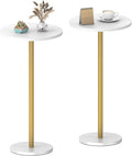 White Small Round Side Table Set of 2 Pedestal Drink End Table by NOVIMANGO