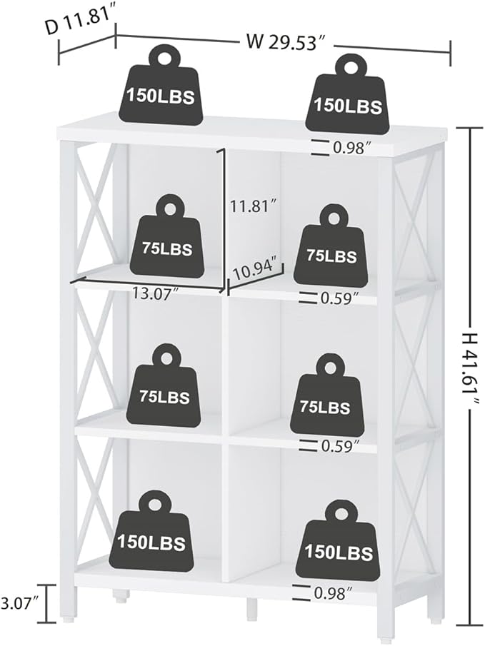 FATORRI 6 Cube Storage Organizer Shelf, Wood and Metal Cubby Bookshelf - Image 2