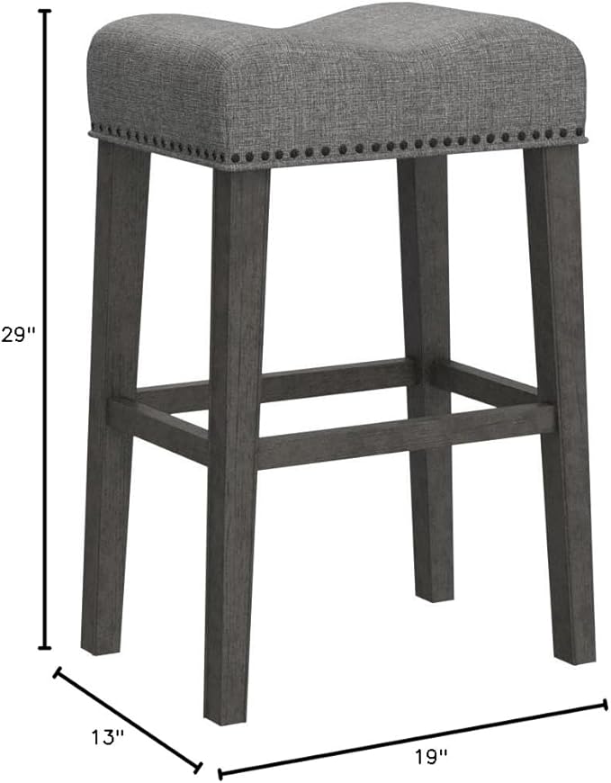 Roundhill Furniture Coco Upholstered Backless Saddle Seat Bar Stools 29" Height - Image 2