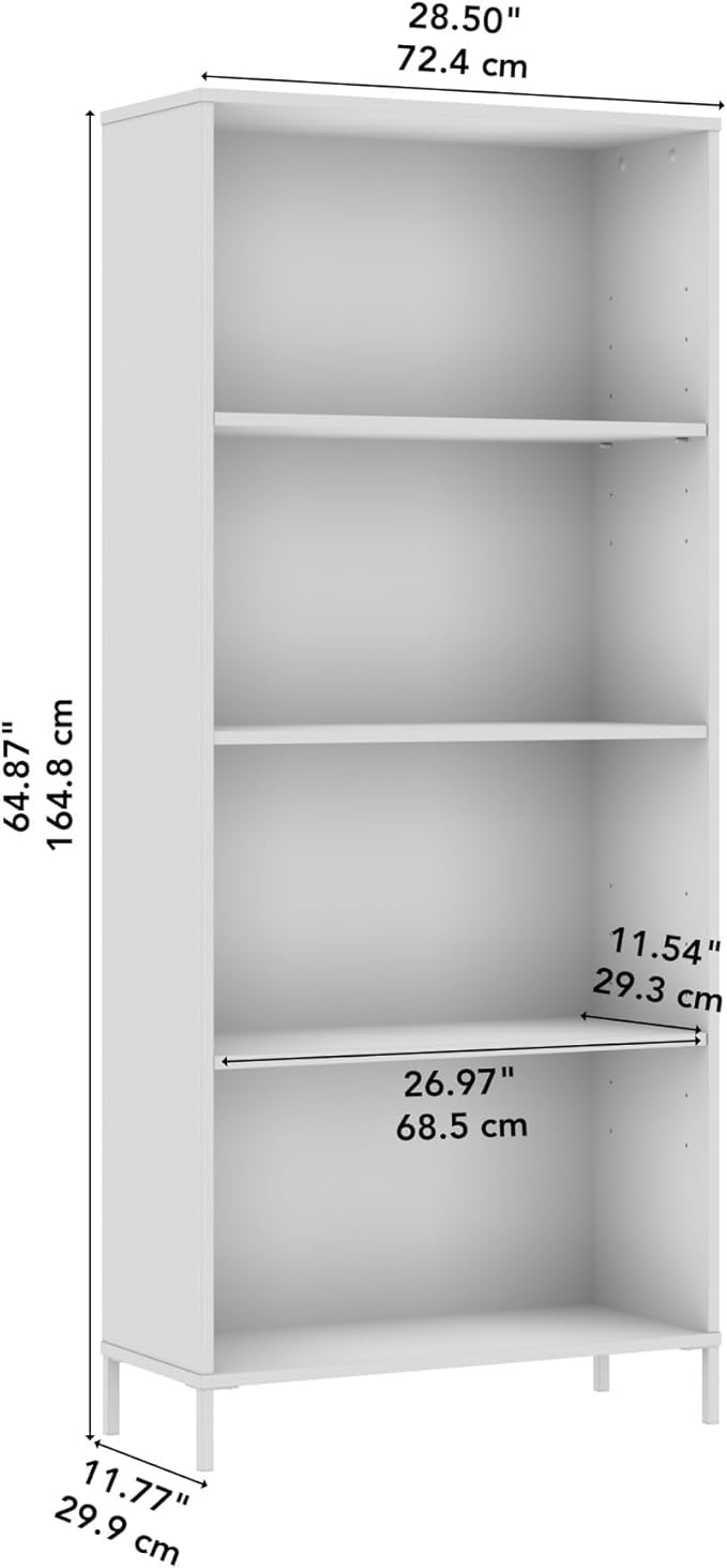 Bush Furniture Essence 4 Shelf Bookcase in White | Organizers and Shelves - Image 3