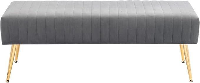 Furniliving 44 Inch Bedroom Benches, Upholstered Tufted Striped Fabric Ottoman by FurnilivingFurnitureforHome