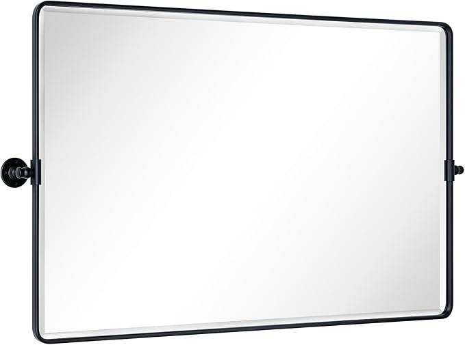 TEHOME 48x30'' Matt Black Horizontal Pivot Bathroom Vanity Mirror Large 30x48'' - Image 2