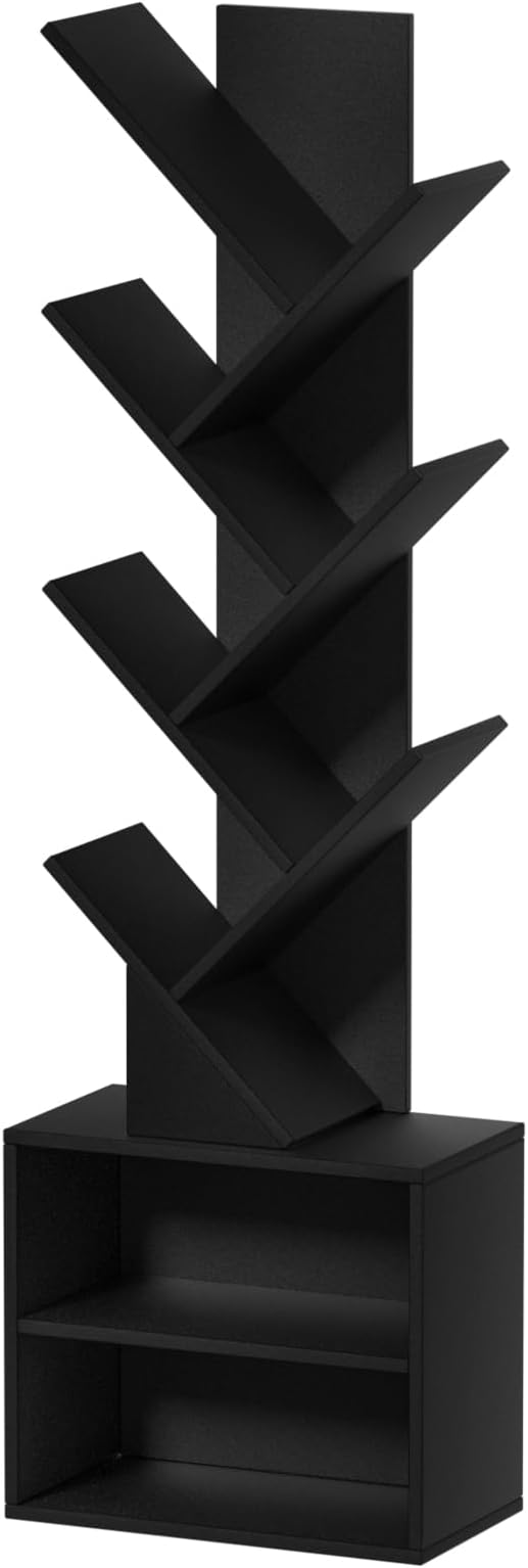 10 Tier Tree Bookshelf, Floor Standing Wood Tall Bookcase - Image 9