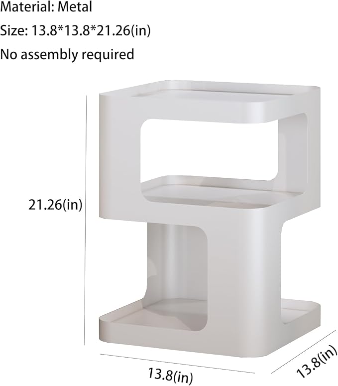 Modern Side Table, Unique nightstand, Bedside Table, Metal 3-Tier Night Stand - Image 2