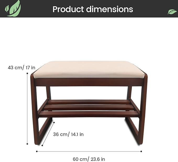 Solid Wood Shoe Rack, 2 Tier Shoe Storage Bench - Image 3