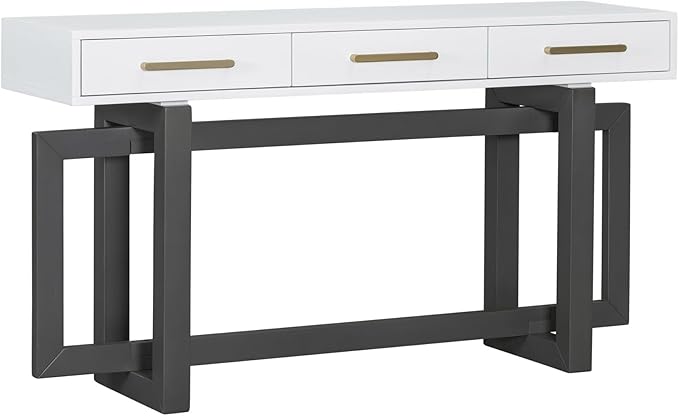 57” Console Sofa Table with 3 Storage Drawers, Modern Long Narrow Behind Couch - Image 6