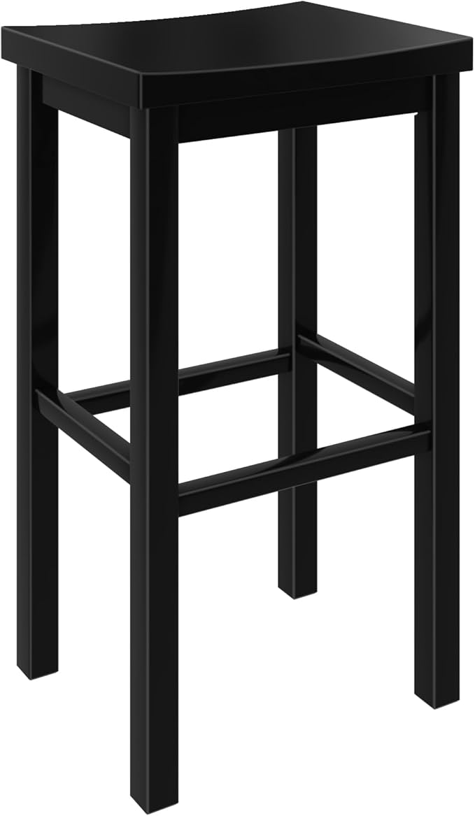 Grain & Grove Smith Collection Solid Wood Bar Stool, 30 inch Saddle-Seat Bar - Image 7