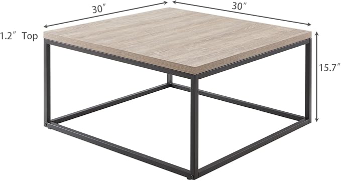CENSI 30"x30" Grey Wash Accent Coffee Table Ottoman - Image 2