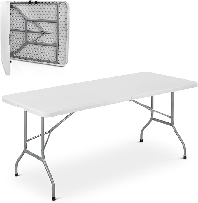 Athena Collection 6 ft Square Folding Dining Table, Large Plastic Foldable by AthenaCollectionFurniture