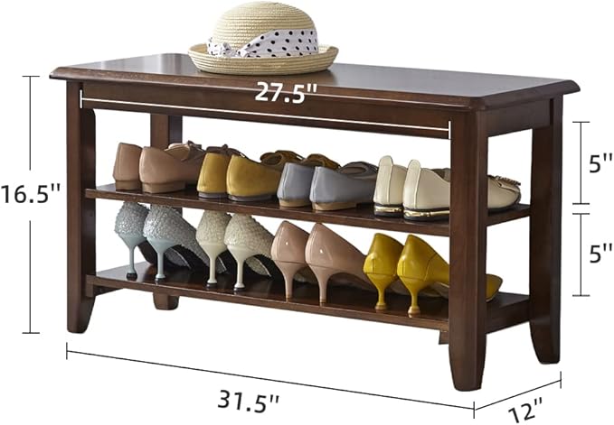 LEILISI Shoe Bench, Solid Wood Shoe Rack Bench Simple Style Shoe Storage Bench - Image 2