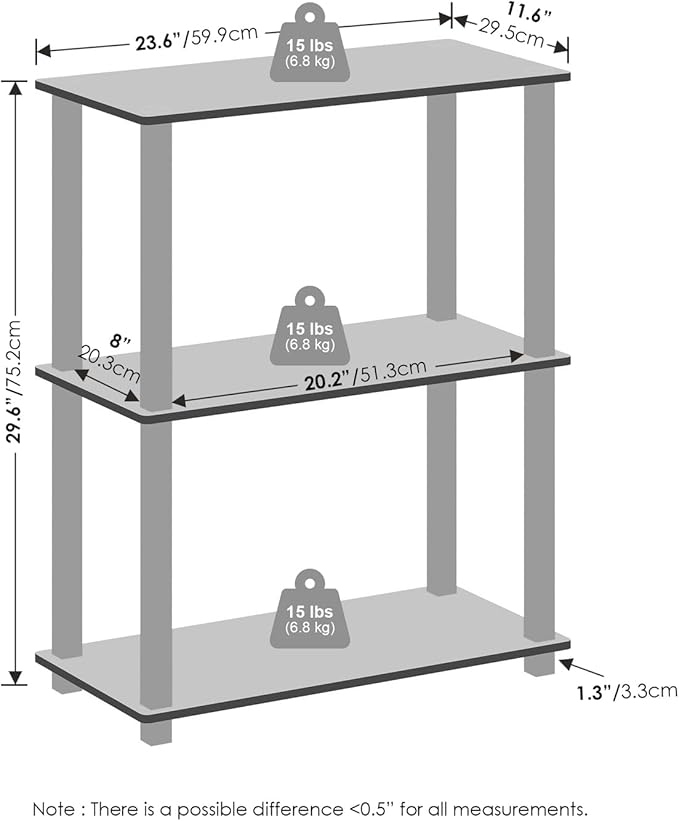 Furinno Turn-S-Tube 3-Tier Compact Multipurpose Shelf Display Rack - Image 3