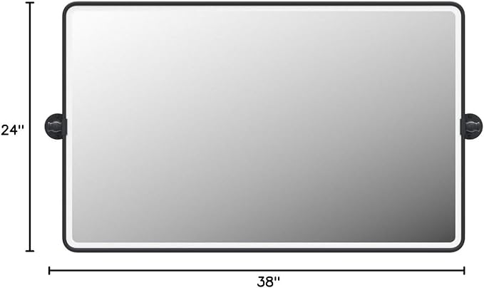 TEHOME 24x38 Horizontal Pivot Bathroom Mirror Tilting Black Metal Framed Pivot - Image 8