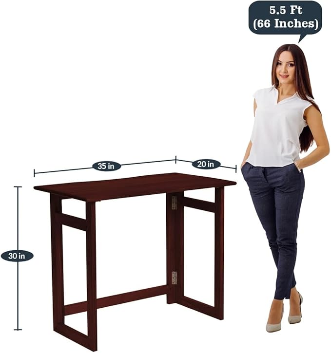 Dawn Riser Solid Wood Folding Table Desk, Space Saving, Easy Storage, Sleek - Image 2
