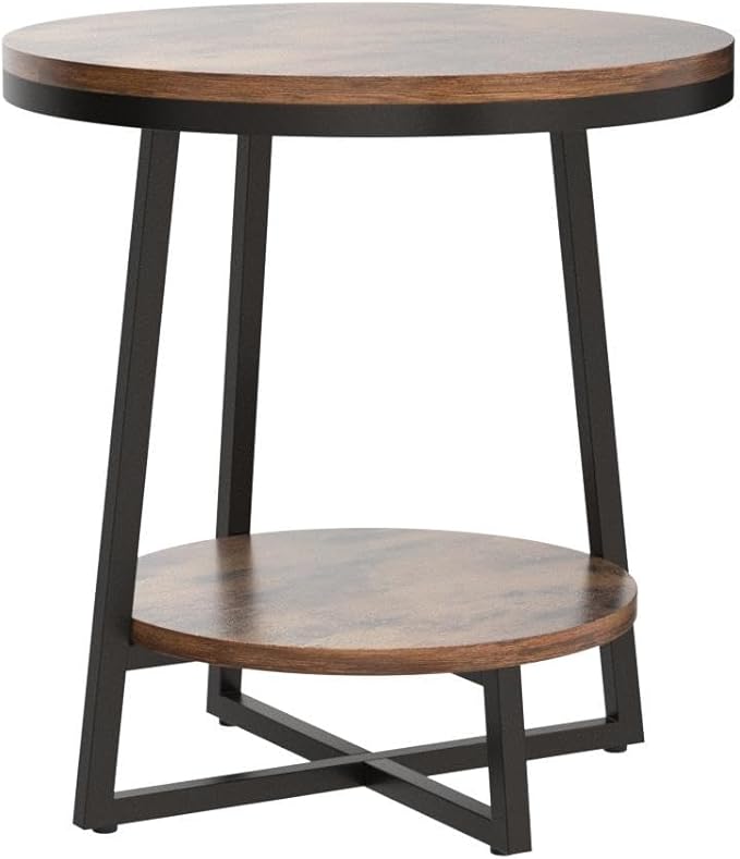 Tribesigns End Table, 2 Tier Round Side Table - Image 5