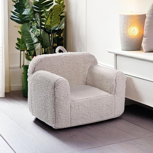 Kids Snuggly-Soft Sherpa Chair, Cuddly Toddler Foam Chair - Image 5