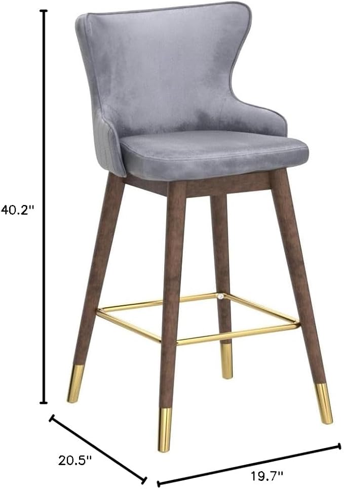 Roundhill Furniture Leland Fabric Upholstered Wingback Bar Stools - Image 2