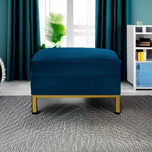 24KF Large Square Couch Ottoman, Velvet Ottoman - Image 6