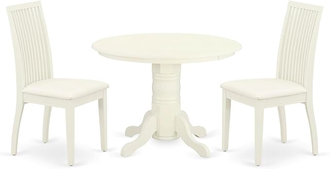 East West Furniture SHIP3-WHI-C 3 Piece Dinette Set by EastWestFurniture