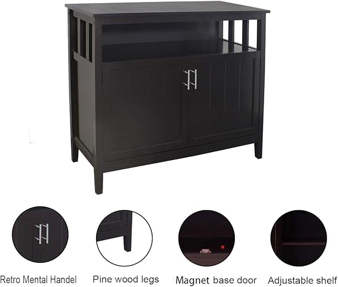 RASOO Espresso Buffet Cabinet, Modern Design - Image 4