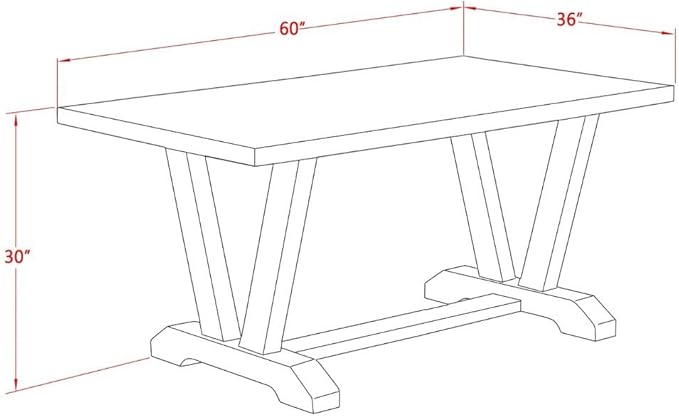 East West Furniture VT096 V-Style Mid-Century Modern Dining Table - Image 5