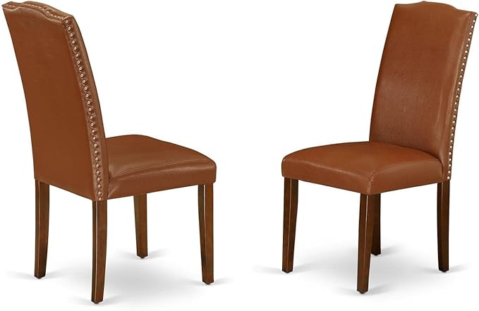 East West Furniture ANEN5-MAH-66 5 Piece Dining Set Includes a Round Dining - Image 3
