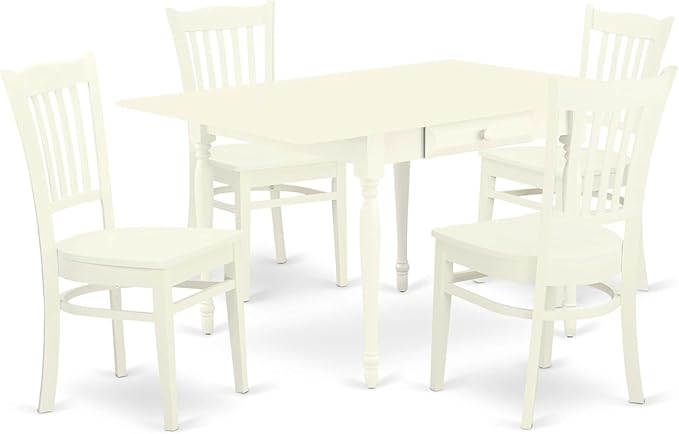 East West Furniture MZGR5-LWH-W 5 Piece Dining Set Includes a Rectangle Dining by EastWestFurniture
