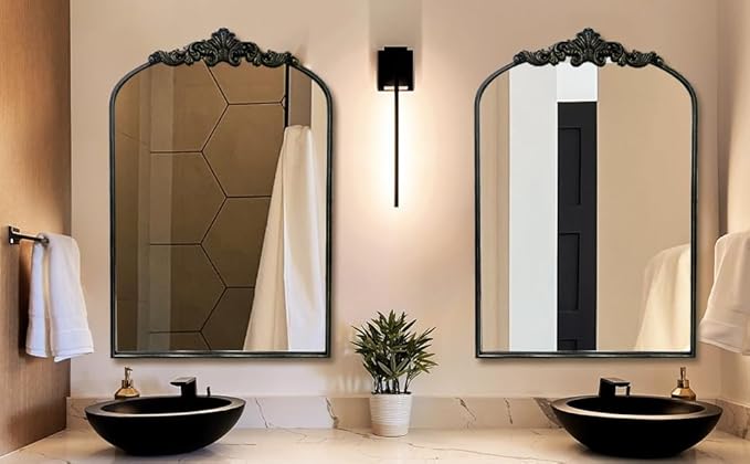WAMIRRO Arched Mirror, Antique Brass Mirrors - Image 6