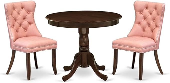 East West Furniture ANDA3-AWA-23 3 Piece Dining Set Contains a Round Kitchen by EastWestFurniture