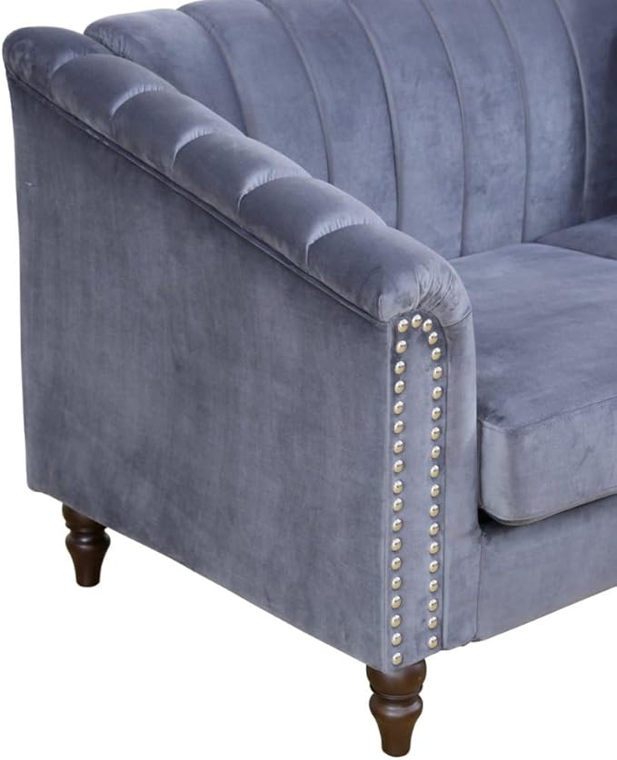 Sectional Sofa Set, Microfiber Chesterfield Upholstered Sofas Loveseat Couch - Image 8