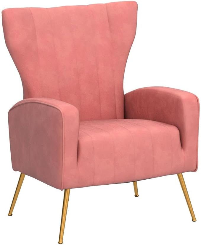 Container Furniture Direct Modern Velvet Accent Chair, Channel Tufted Bedroom - Image 5