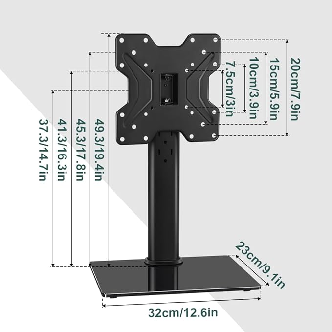 Universal TV Stand for 13"–43" TVs Swivel 4 Level Height Adjustable Table Top - Image 3
