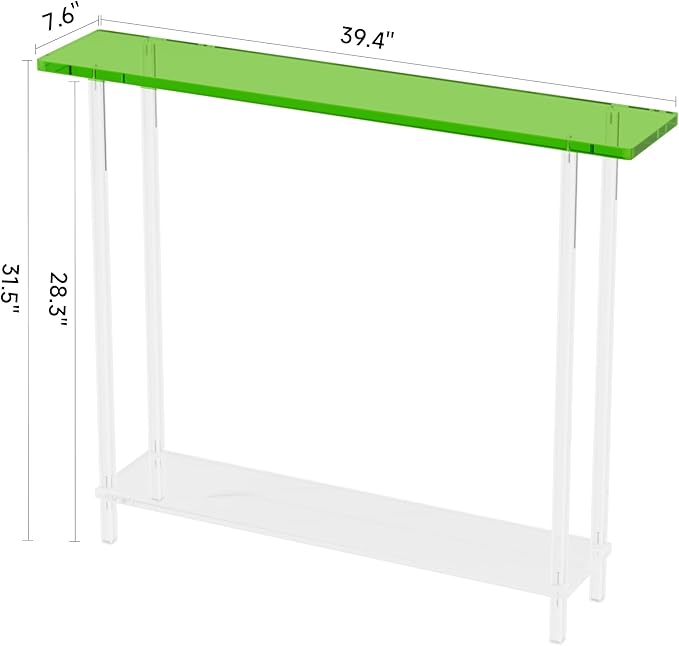 Sleek Modern 2-Tier Acrylic Console Table, 39.4" L x 7.6" W x 31.5" H - Image 3