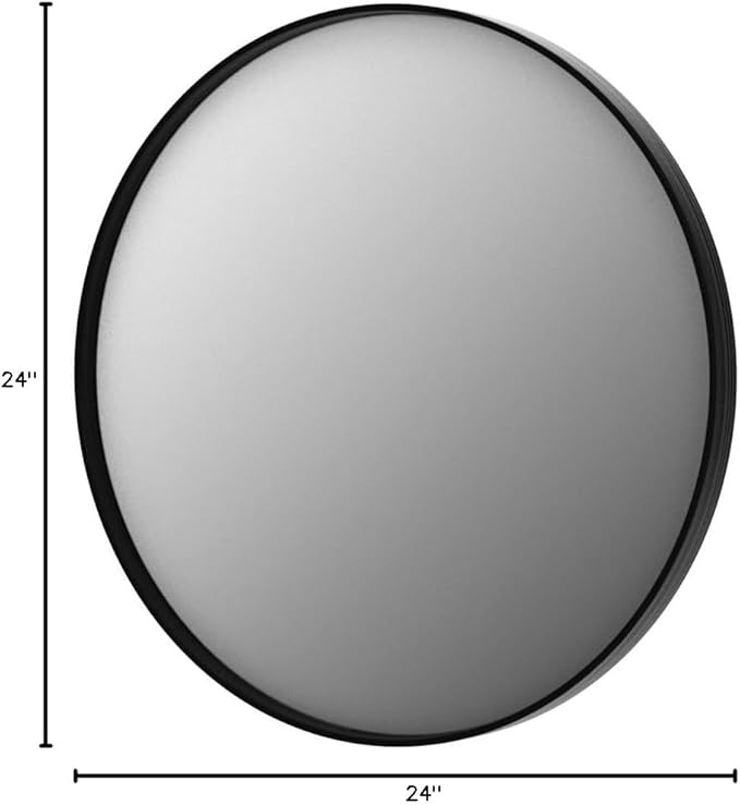 Keonjinn Black Round Mirror 24 Inch, Brushed Black Framed Circle Mirror - Image 10