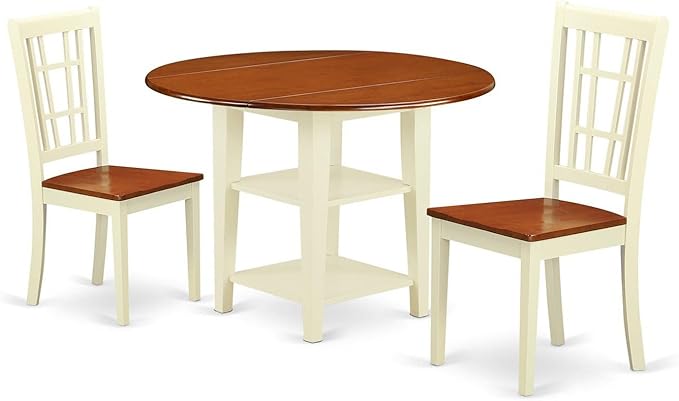 East West Furniture SUNI3-BMK-W 3 Piece Kitchen Table Set by EastWestFurniture